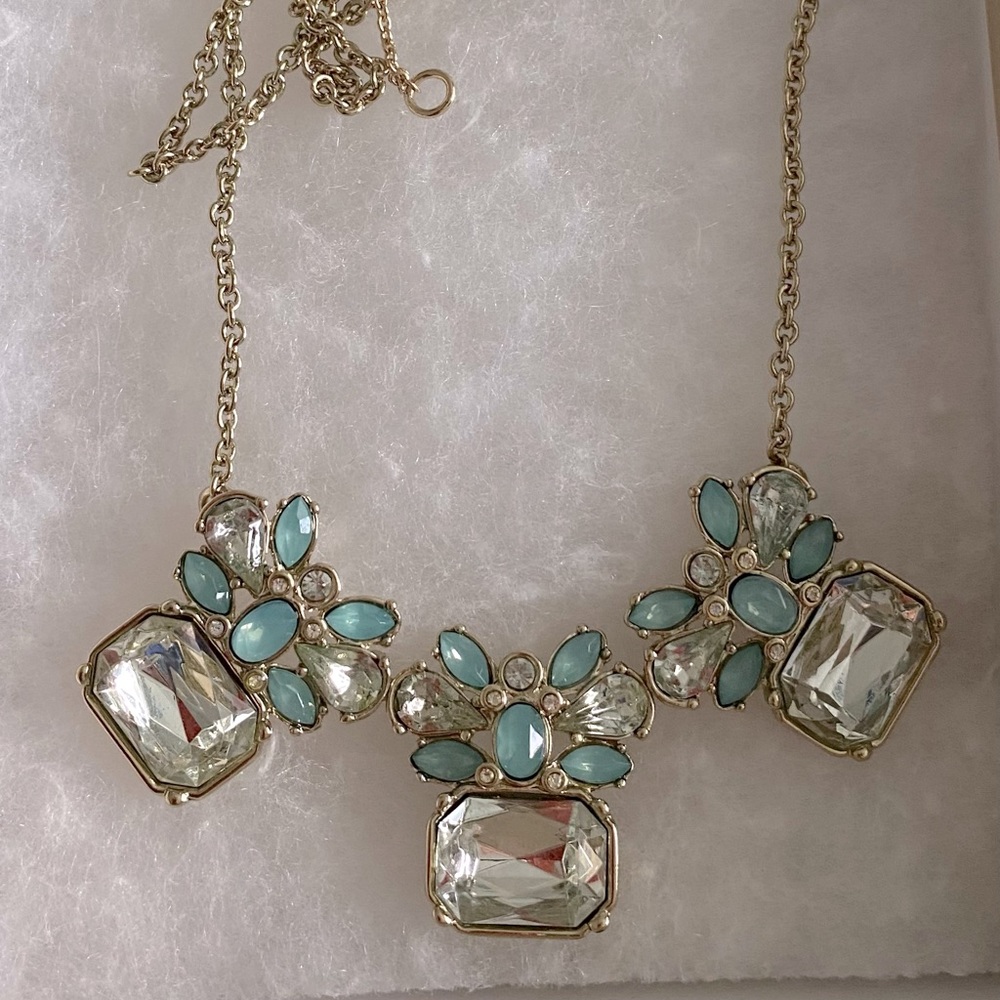 Banana Republic gold and aqua necklace. - Picture 3 of 11